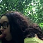 Hit girl does anal in the forest!