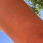 Up skirt. girl in short shorts without panties. Pussy close-up. camera in the Park