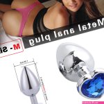 Butt Plug Anal Toy Heart Jewel Metal Dildo Stainless For Women Men Couple Blue-M