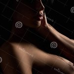 Woman with Naked Breast and Nipple. Stock Image