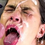Drooling latina whore drenched with cum still hungry for cock