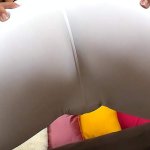 Puffy Cameltoe Blonde Teen Working Out in White Spandex Leggings