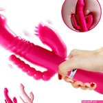 Double Tongue Licking Dildo Rabbit Vibrator 12 Speeds Anal Vaginal Clitoris Stimulator Anal Beads Vibrator Sex Toys For Woman