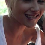 Blonde girl fucking in the car