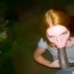Teen redhead lipss bbc blowjob outdoor park