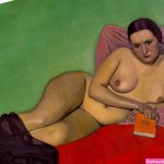 Naked woman with a book van Félix Édouard Vallotton als poster canvas print en meer