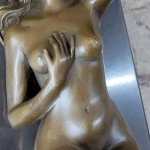 Erotic Bronze Signed Sculpture Statue Nude Woman Naked Lady Laying on