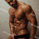 Naked Hunk Black Briefs Studio Male Stock Photo 1900816483