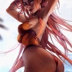 Eva Solo women ass long hair redhead women with glasses looking at viewer fantasy girl sideboob big boobs digital art artwork illustration pointy ears glass fantasy art portrait display glasses watermarked