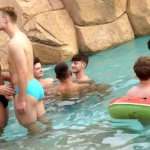 Pool party turns into crazy gay fuck fest! Twink Flynn Felix takes all men!