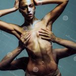 Touch Her Nipples. Slim Fit Naked Girl Skin Metallized Color. Golden Girl Sexual Foreplay. Love Sex Stock Image
