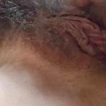 Play with her big hairy pussy lips until I make her cum then she rides me makes me cum so fast
