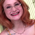 Watch the braces as redhead cute girl Scarlet Skies sucks dick!